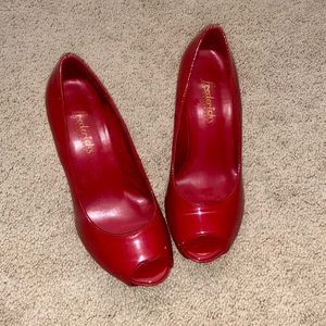 Patent Leather Sexy Peep Toe Platform Heels